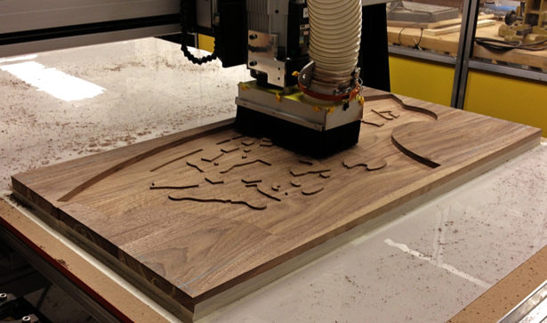 CNC Routing Walnut Architectural Site Model