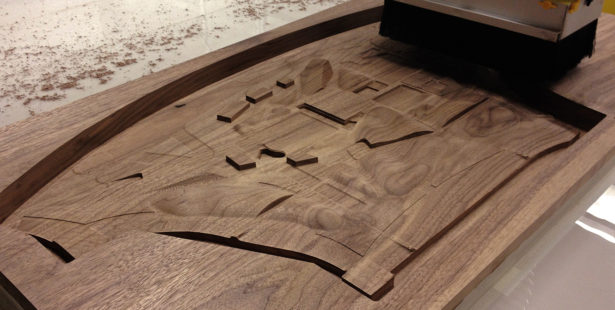 CNC Routing Walnut Architectural Site Model