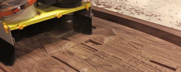 CNC Routing Walnut Architectural Site Model