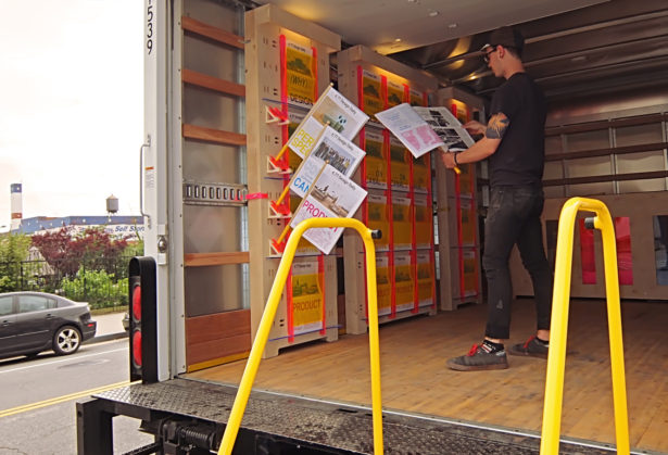 Newspaper Holders on Core 77 Design Week Delivery Truck