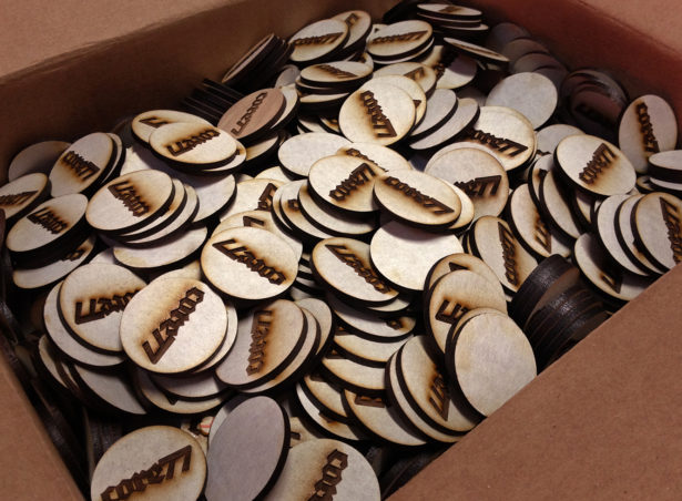 Laser Engraving Poker Chips for Core77 Conference